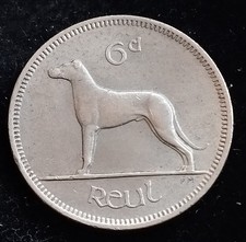 Ireland - 1966 - 6 Pence - Wolfhound - High Grade - KM.13a - [2033]