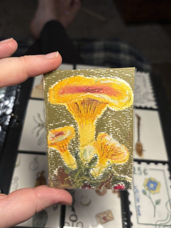 ACEO ORIGINAL Watercolor Painting Mushroom | Jessica Sarchet
