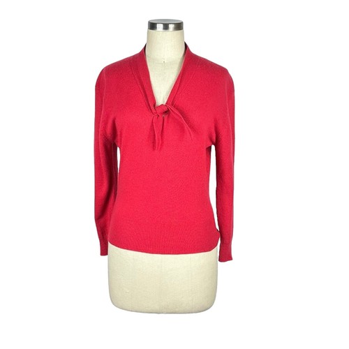 Vintage Pringle of Scotland Cashmere Sweater Cream w/ Fur Collar