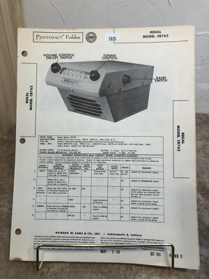 PF 1940s-1950s REGAL AUTOMOBILE RADIO Model CR762 Repair Data Manual READ