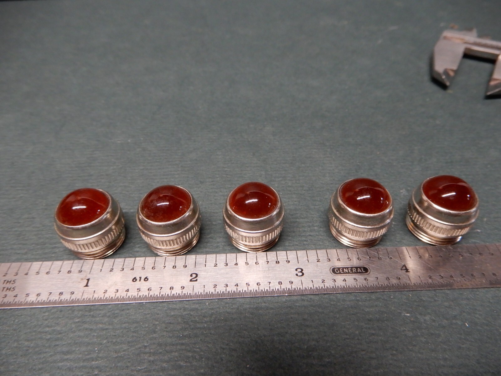 Vintage Panel Light Screw In Lens Bezels Qty 5 Smooth Orang Steel 9/6 Thread OD