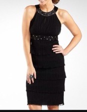 Gorgeous solid Black Jessica Howard cocktail dress size 8 Embellished Evening