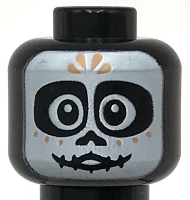 Lego New Black Minifigure Head Dual Sided White Face Mask
