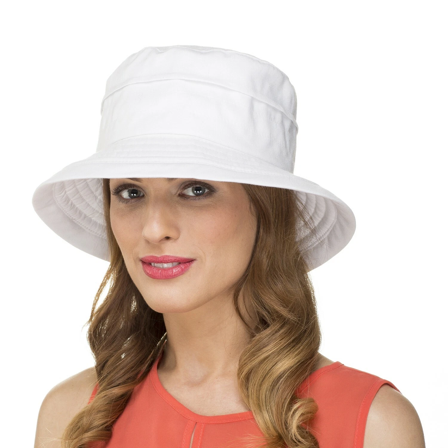 Ladies Adjustable 100% Cotton Sun Hat Light Weight White LP1956