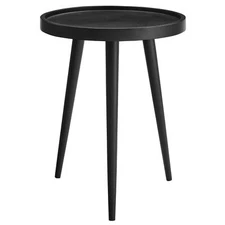 Modway Chiro Solid Wood Side Table in Black with Tray Top - Mid-Century Modern