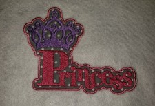Pink and Purple Princess 5 inch Iron on Embroidered Applique Patch