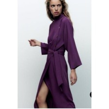 Zara side button mock neck midi dress Size S