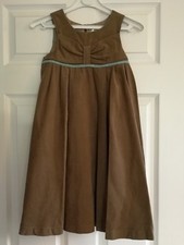 BNWT Darcy Brown beige cord pinafore dress with turquoise trim  age 3 years 98cm