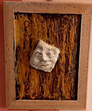 Quadro acrilico assemblaggio astratto - HOLZMANN 20x20cm  