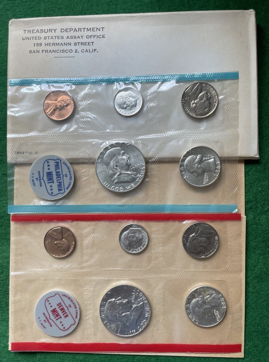 ミントセット　米　1963年 1963 US Mint Silver Uncirculated Set, 10 coins - 5 P & 5 D