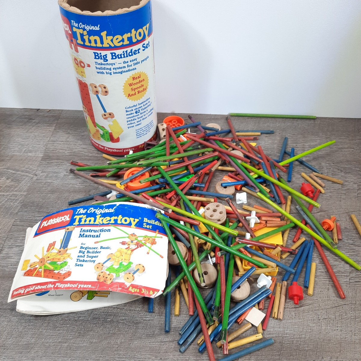 Vintage Tinker Toys Lot 1980s Incomplete Set | eBay