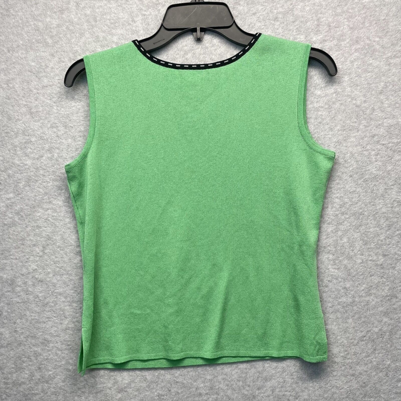 Ming Wang Knit Twin Set Womens XS Green Argyle Embroidered Cardigan Career Wear