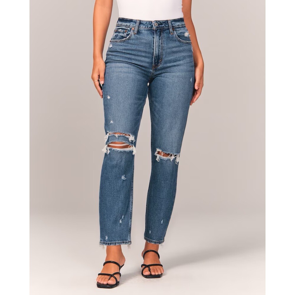 Abercrombie Ripped High Rise Mom Jeans Abercrombie Fitch Ripped