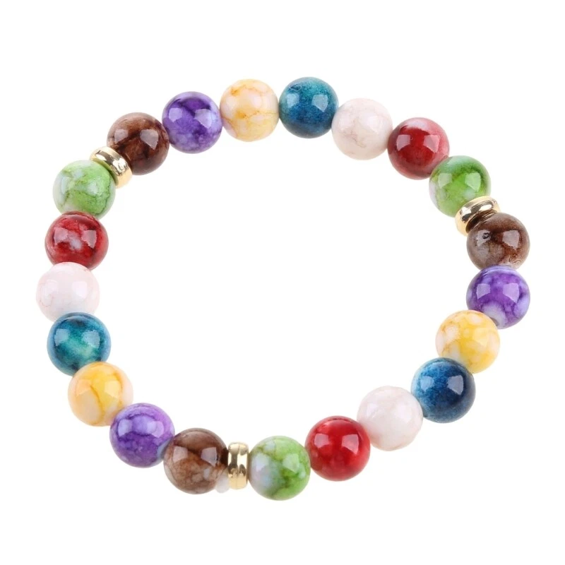 Yoga Hologram Bracelets Beads Rainbow Healing Crystal Bracelets for Girls