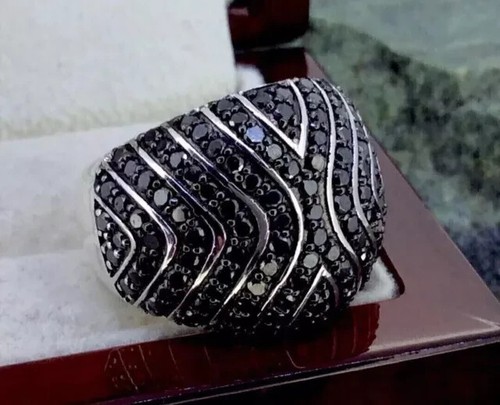 2.50 Ct Round Cut Lab-Created Black Diamond Men's Ring 14k White Gold Plated - 第 2/6 張圖片