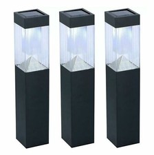 3 X Solar Power Garden Lights Post Patio Outdoor Stainless Steel Stick LED Light