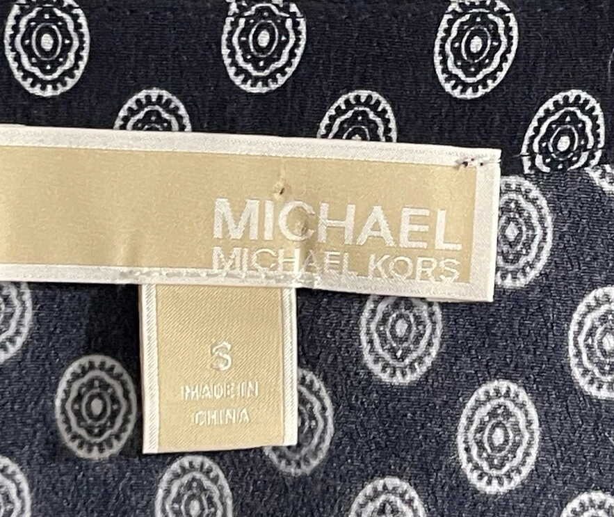 Tunica Michael Kors taglia S M donna blu navy argento medaglione manica svasata collo a V