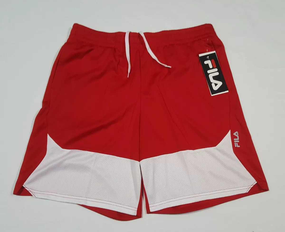 øjenvipper Ældre Absolut Fila Mens Training Basketball- Running Shorts side Pockets Red white  Polyester | eBay