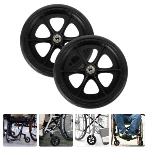  2 Pcs Replacement Wheels for Walkers Wheelchair Front Tires Walking - Foto 1 di 12