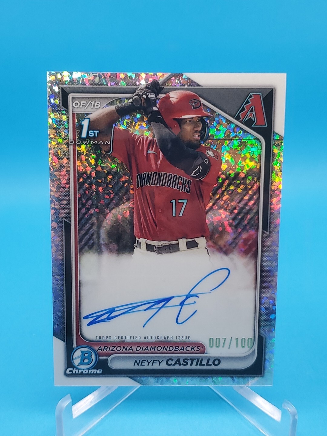 Neyfy Castillo 2024 Bowman Chrome CPA-NC 1st Bowman Auto Mini Diamonds 7/100