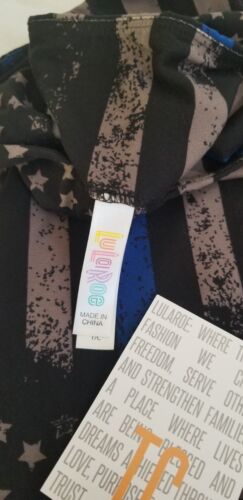 NWT LuLaRoe *Actual Photos* TC Thin Blue Line Flag Tall Curvy Police Leggings - Foto 3 di 7