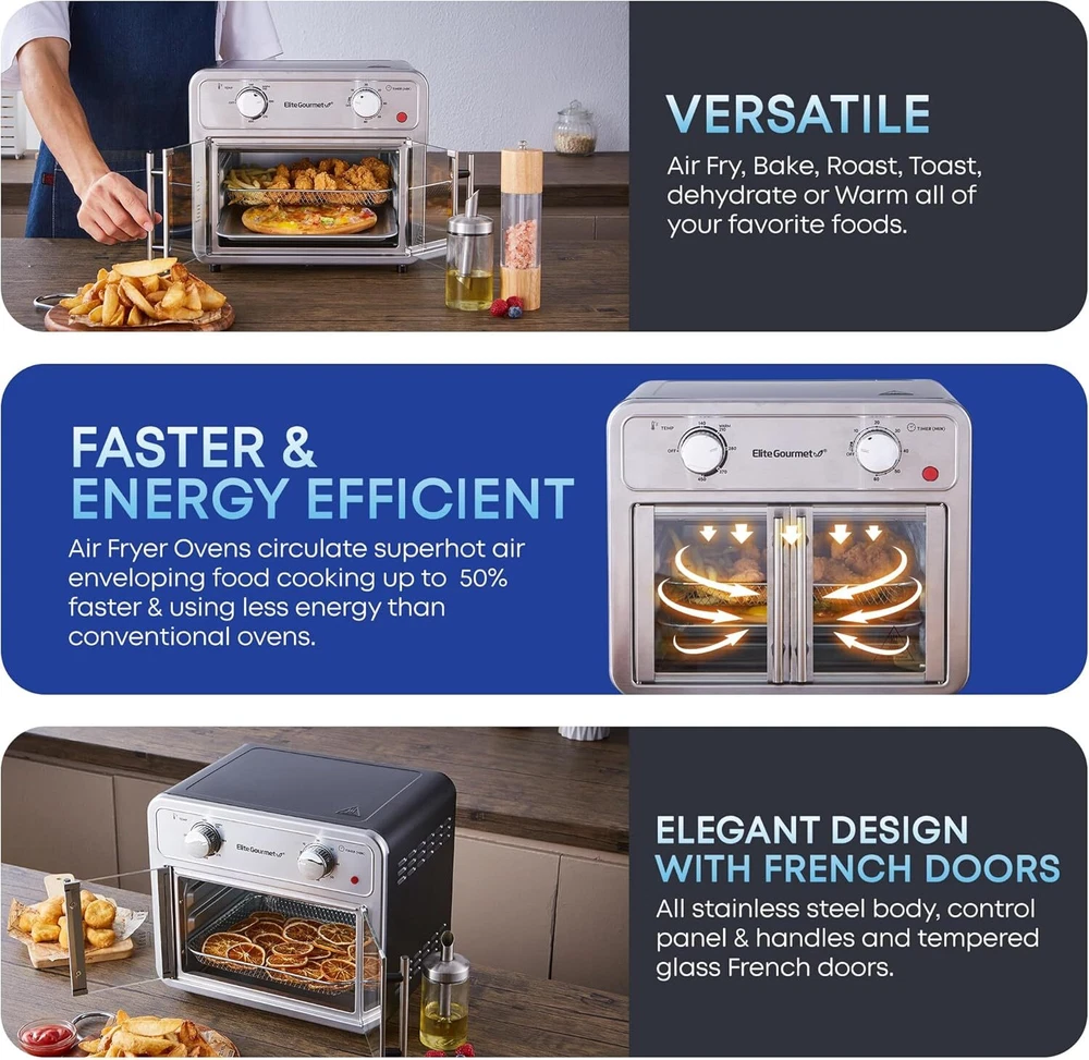 Air Fryer Oven Double French Doors Dehydrate Stainless Steel Programmable Home Air Fryer Oven Double French Doors Dehydrate Stainless Steel Programmable Home