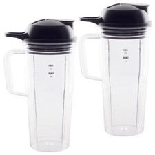 2 Pack 24 oz Handled Cup and Lid for NutriBul...