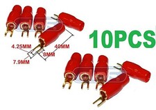 10 PACK 4 GAUGE COPPER 24K GOLD PLATED SPADE TERMINAL CONNECTORS RED BOOTS 8