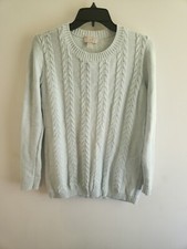 Ann Taylor Loft Crewneck Sweater Mint Green Cable Knit,Women's Medium
