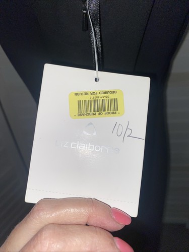 NWT LIZ CLAIBORNE Black Party Dress Evening Prom Gattered A-Line Lined Sz 12 - Picture 9 of 10