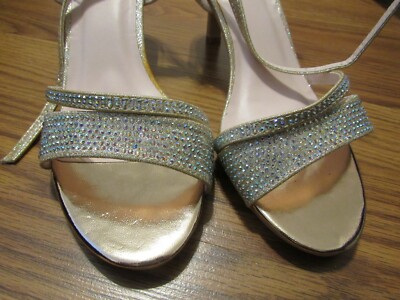 Chaussures à Talons Hauts Camille La Vie - Lanières Strass Dorées - Taille US 10M - Occasion