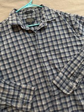 Pendleton Mens L Alder Casual Button Down Long Sleeve Blue Plaid Cotton Shirt