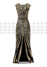 Women s Mermaid Dress 1920s Sequin Gatsby Dress Cocktail, Size:M, Gold Black