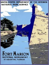 Fort Marion St. Augustine Florida 1930 Vintage Poster Print WPA Art Travel 