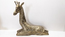 RARE Vintage Large Brass Giraffe Sitting Laying MID-CENTURY MODERN Textured 