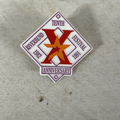 1991 Riverbend Festival 10th Anniversary Pin Chattanooga TN Fast Ship