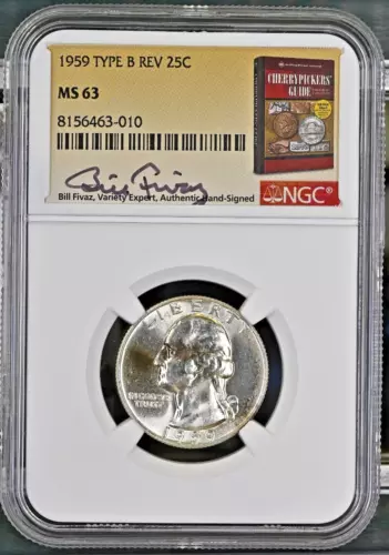 1959 Washington Quarter MS-63 NGC (Type B Rev, Fivaz)