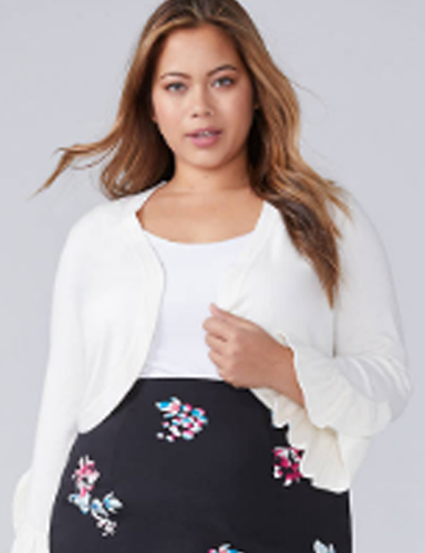 Lane Bryant Ribbed Ruffle Cuffs Sleeve 