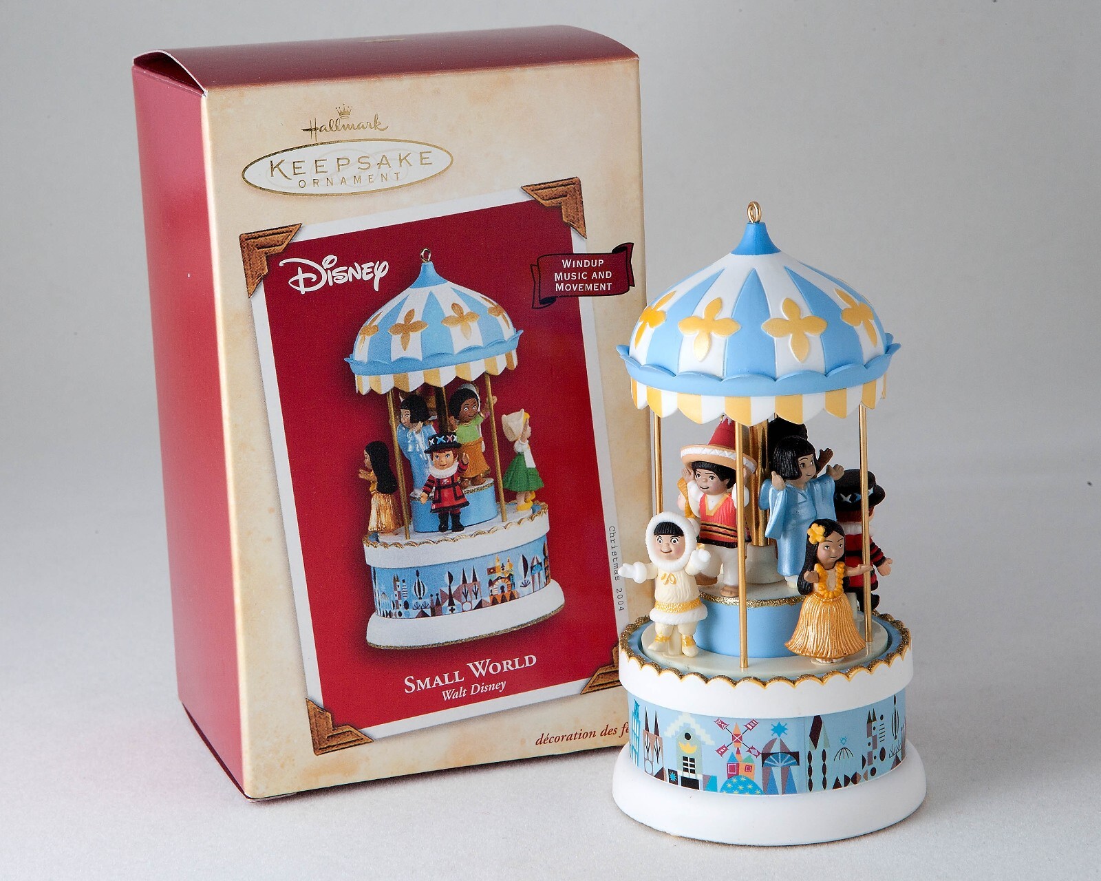 Hallmark Disney Keepsake Ornament Small World Music Box Animated Carousel 2004