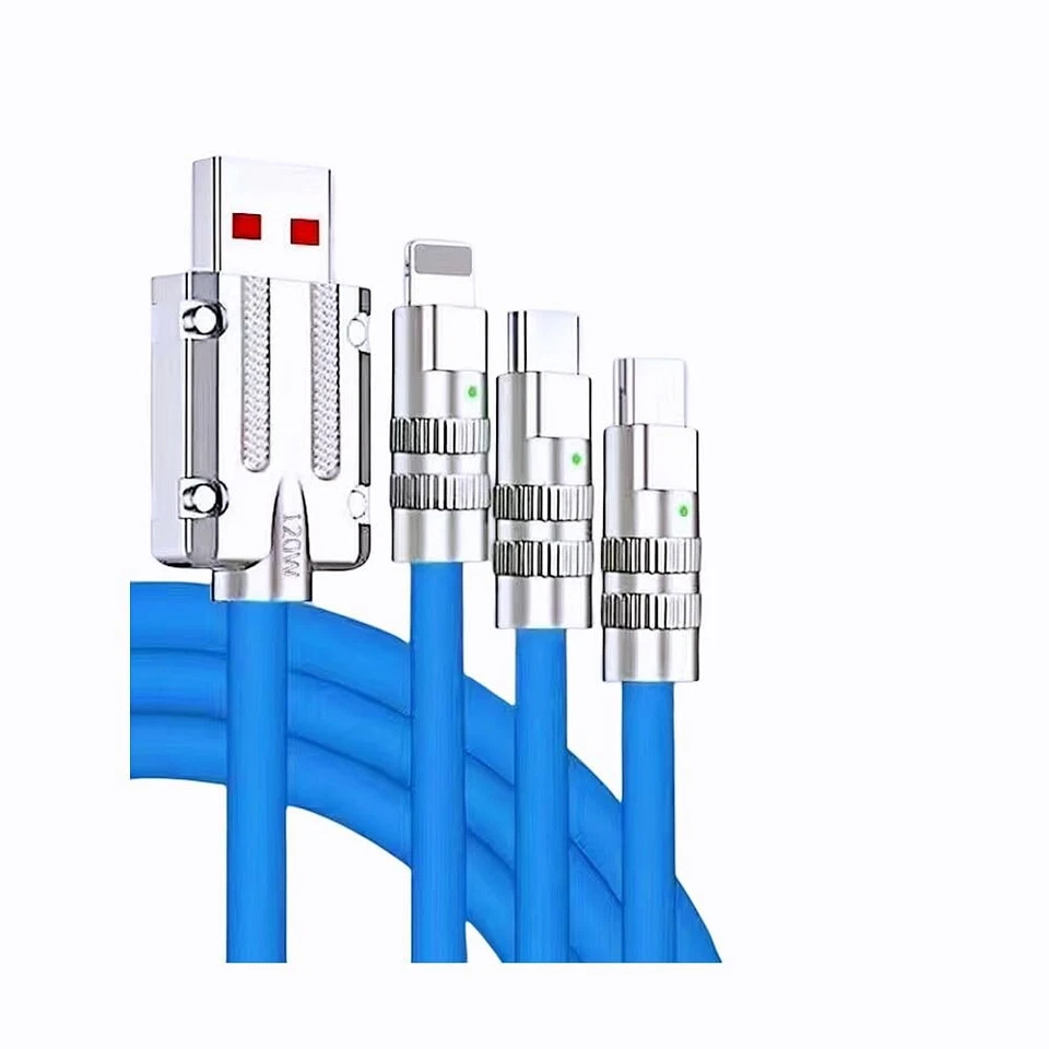 USB-кабель для зарядки типа C 3 в 1 кабель 4 фута мульти зарядное устройство для всех устройств лот - Изображение 2 из 4