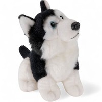 Carl Dick Husky Schwarz, Sitzend, Hund 1672004 Kuscheltier, PlüSchtier