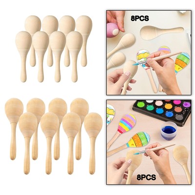 8x Holz Maracas Mini Hand Schlagzeug Rasseln zum Malen Handwerk Dekor Fiesta
