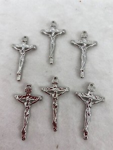 25 pcs  ~  3/4"  x  1 1/2" ~ Rhodium ~ Crucifix / Cross / Rosary Parts ~  OB12