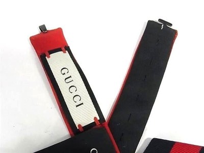 GUCCI Bow Tie Choker Rhinestone Navy Red Striped 20x5cm  display picture 1