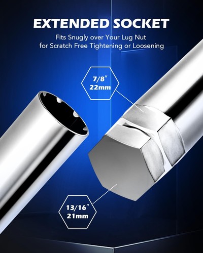 OMT M14x1.5 Wheel Lug Nuts 32 Pack, Chrome Lug Nuts 2 inches Tall Spline Drive - Picture 7 of 8