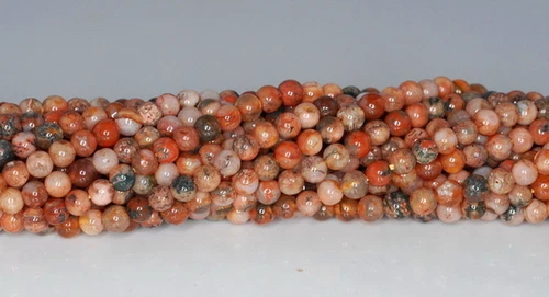 Cuentas sueltas redondas de inclusión roja de piedras preciosas de ágata musgo rojo de 3 mm 15,5 pulgadas - Imagen 4 de 5