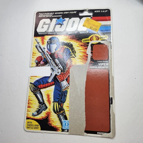 1985 Vintage Gi Joe 3.75" Viper Cobra Infantry Full Cardback Uncut Filecard