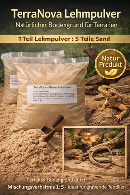 TerraNova Lehmpulver 2kg , Terrarien Bodengrund  100% Naturprodukt