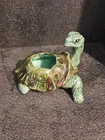 Vintage Mid-Century McCoy Pottery Ceramic Turtle Planter w/ Green Glaze