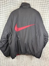 Vintage Nike Jacket Mens L Reversible Puffer Insulated Full Zip Black Swoosh L